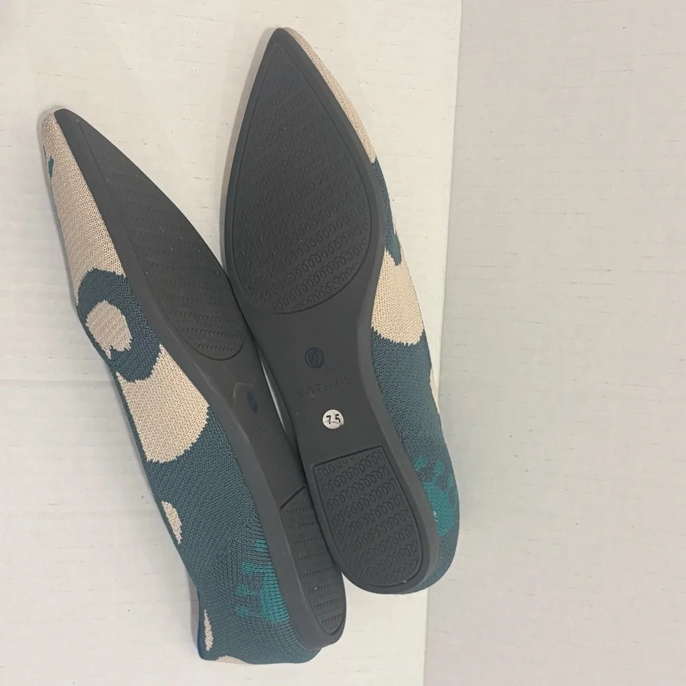 Rothy's Teal and Beige Patterned Flats - Picture 7 of 9